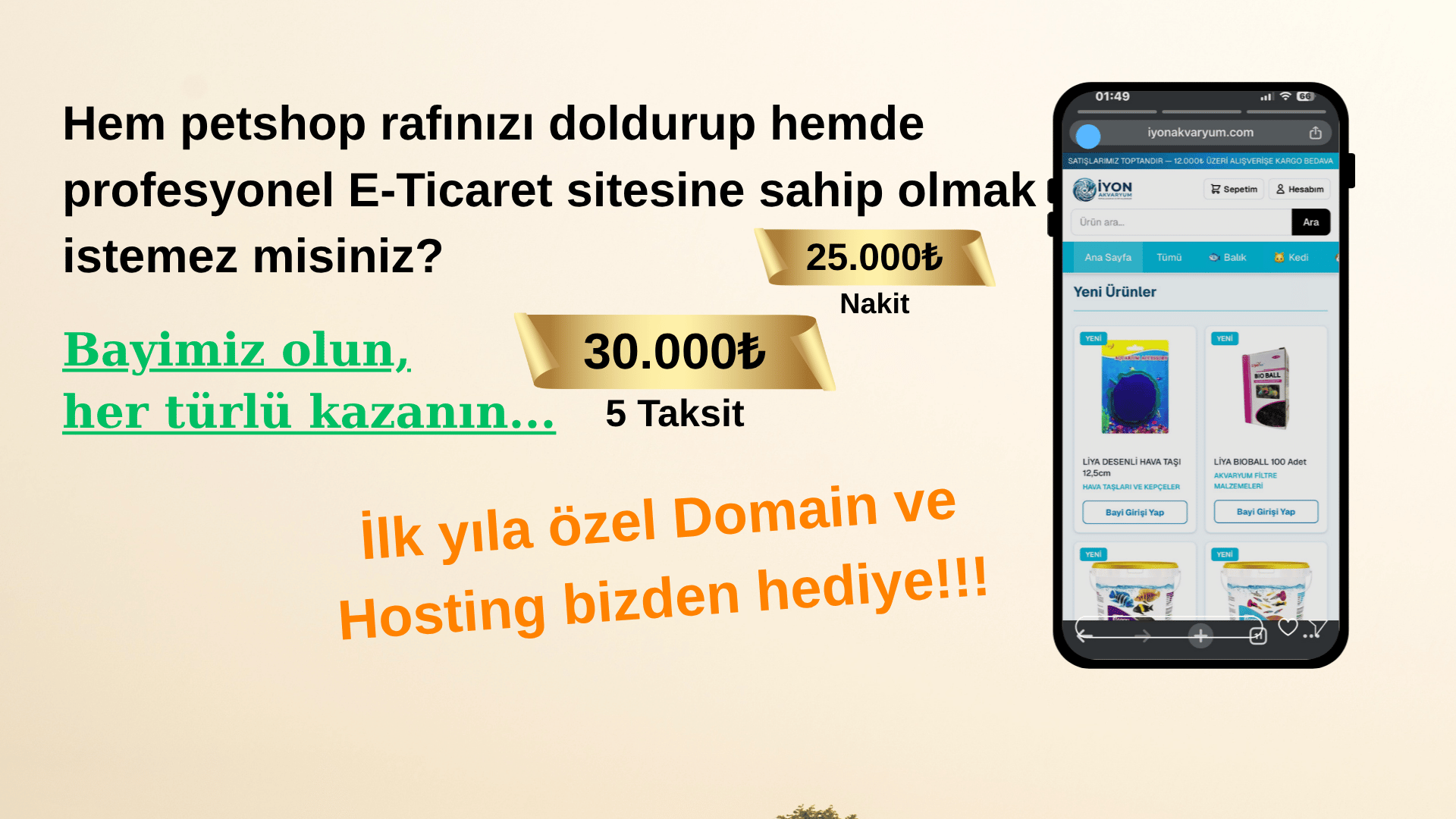 Bayimiz olun — domain ve hosting hediye